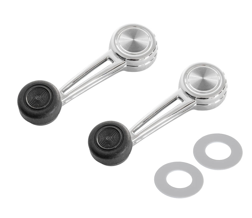 1968-1970 Ford Mustang Complete Chrome Window Handles Knobs & Backing Plates Kit