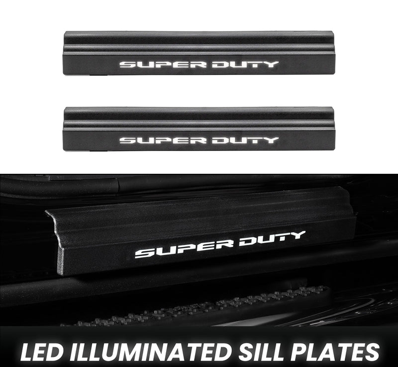 2023-2026 Ford Super Duty Illuminated Light Up LED Door Sill Plates Pair LH RH