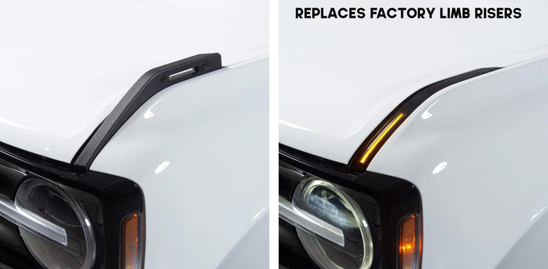 2021-2025 Ford Bronco White & Amber LED Hood DRL Running Turn Signal Lights Pair