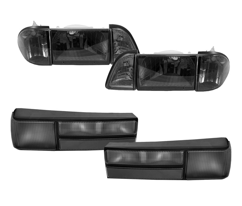 1987-1993 Ford Mustang LX Smoked Taillights & Euro-Style Headlights Set