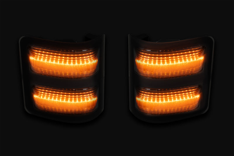 2008-2016 Ford Super Duty Truck Smoked Side Mirror Lenses with Amber LED Lights
