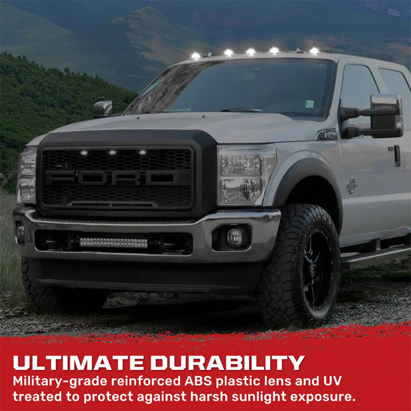 1999-2015 Ford Super Duty RECON Smoked Cab Roof White LED Lights Wiring Harness