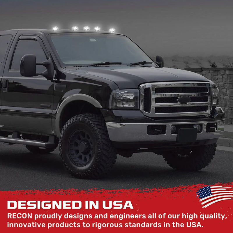 1999-2015 Ford Super Duty RECON Smoked Cab Roof White LED Lights Wiring Harness