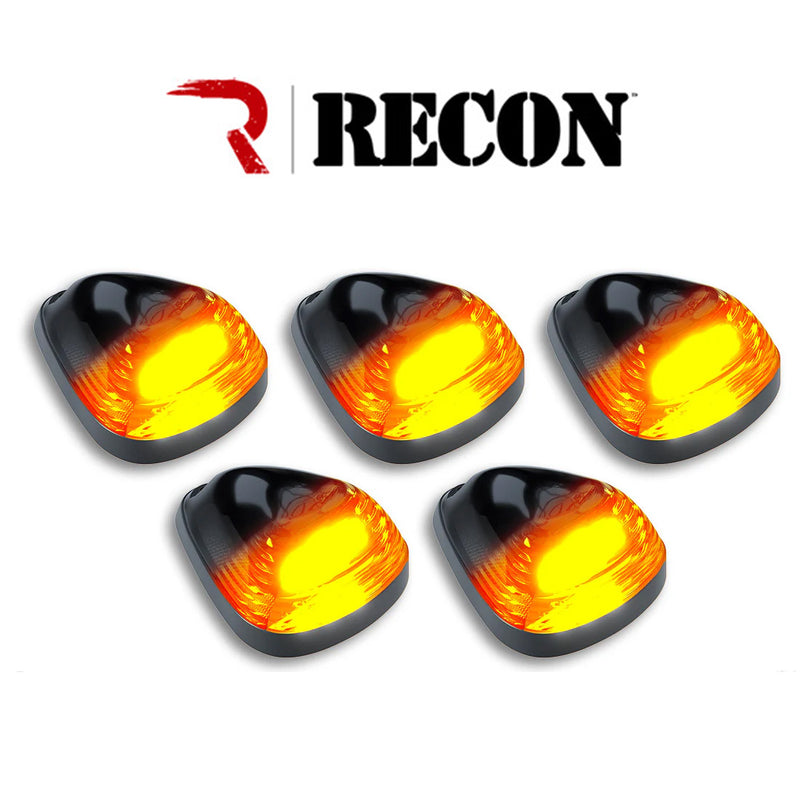 1999-2015 Ford Super Duty Smoked Cab Roof Lights w Amber LED Bulbs & Wiring