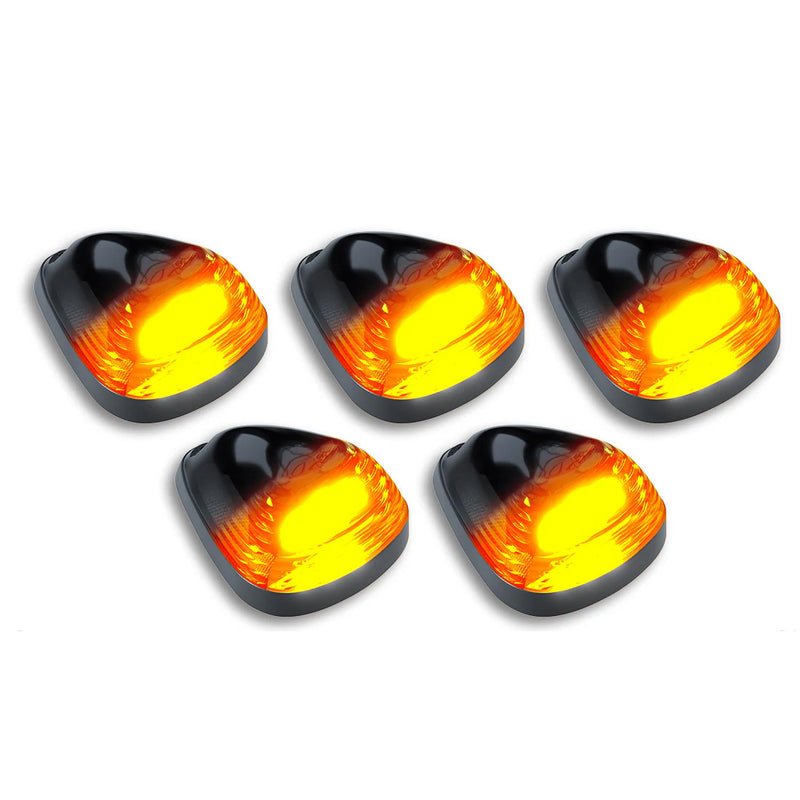 1999-2015 Ford Super Duty Smoked Cab Roof Lights w Amber LED Bulbs & Wiring