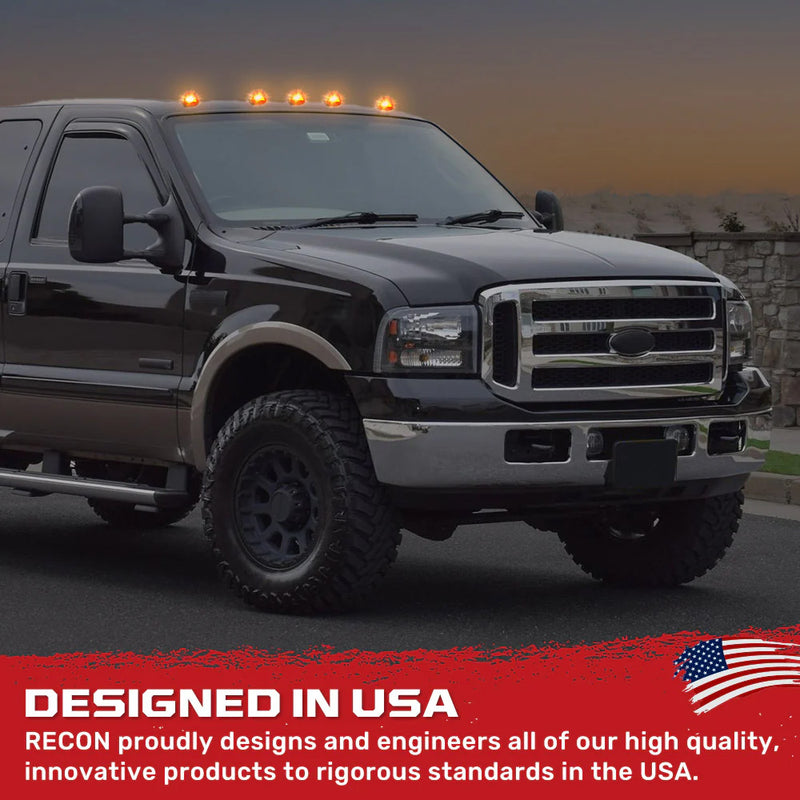 1999-2015 Ford Super Duty Smoked Cab Roof Lights w Amber LED Bulbs & Wiring