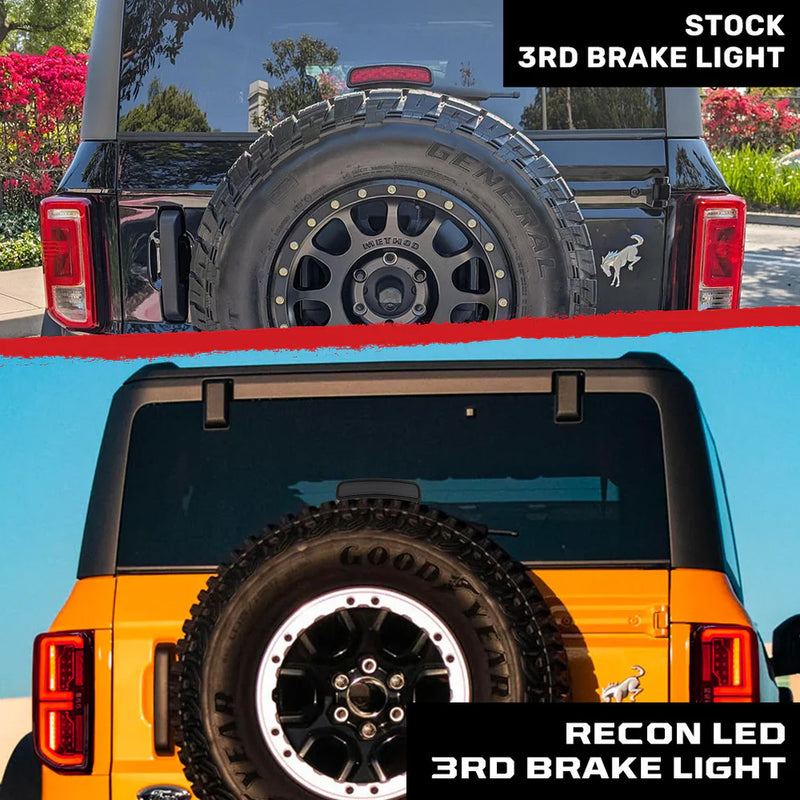 2021-2026 Ford Bronco RECON Smoked Rear Third 3rd Brake Light Lens w/ Red LEDs