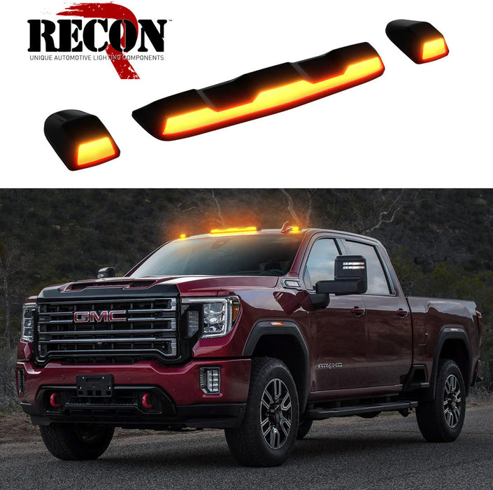 2020-2024 Chevrolet SIlverado GMC Sierra Recon 3pc Amber OLED Cab Roof Lights