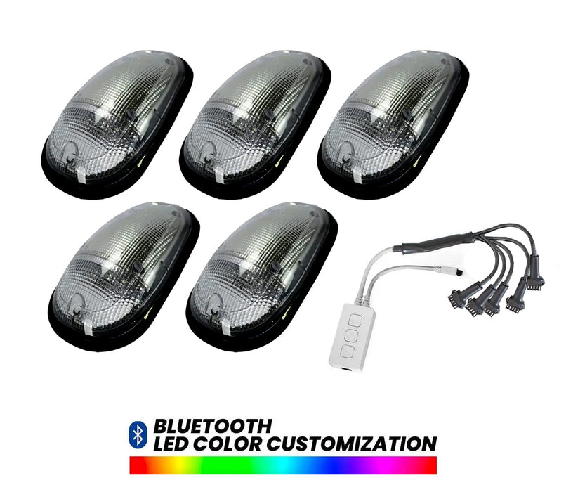 2003-2018 Dodge RAM 2500 3500 5pc RGB LED Cab Roof Lights w/ Clear Lenses