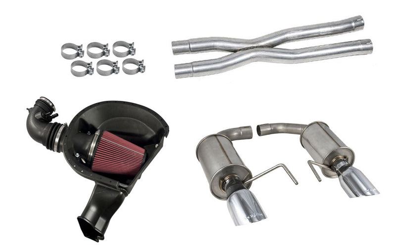 2015-2017 Mustang GT 5.0 V8 Roush Exhaust w Black Tips, Cold Air Intake & X-Pipe