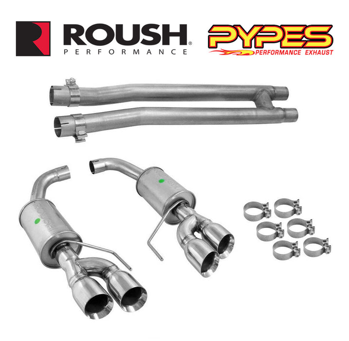 2018-2023 Ford Mustang GT H-Pipe & Roush Axle Back Quad Tip Exhaust System Kit