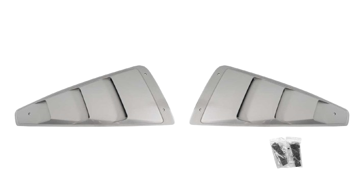 2005-2014 Mustang Roush 403236 Quarter Window Louvers Scoops Satin Silver TL