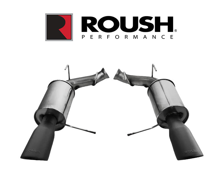2011-2014 Ford Mustang V6 3.7 3.7L Roush Axle Back Muffler Exhaust Kit Black Tips 421145-BLK