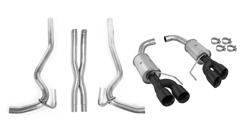2018-2026 Mustang GT Coupe Roush Cat Back Exhaust System X-Pipe Black Quad Tips