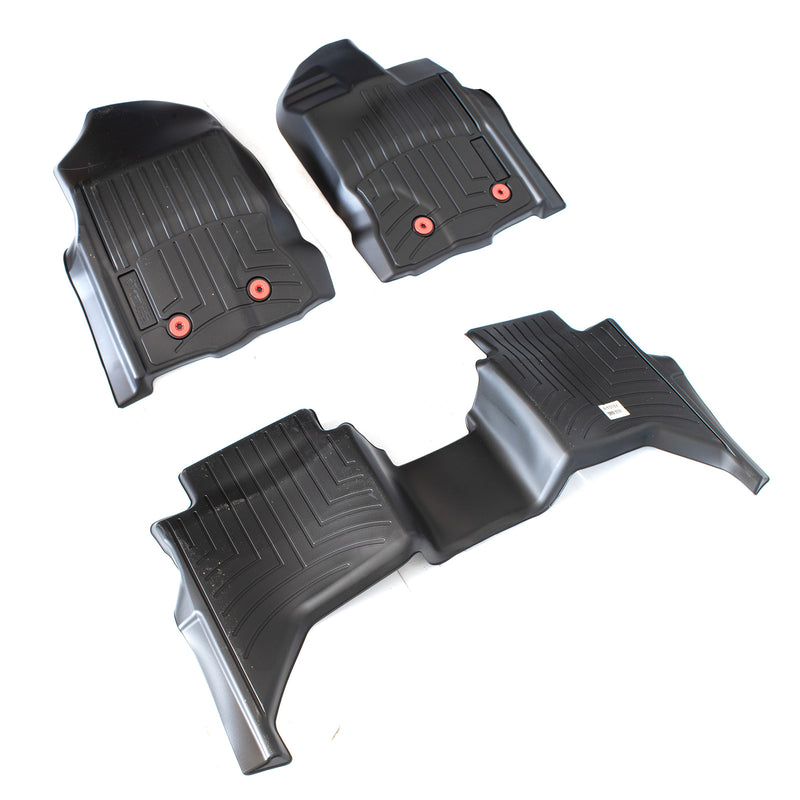 2019-2023 Ranger Crew Cab Roush Front & Rear 3pc Rubber Floor Mat Liners