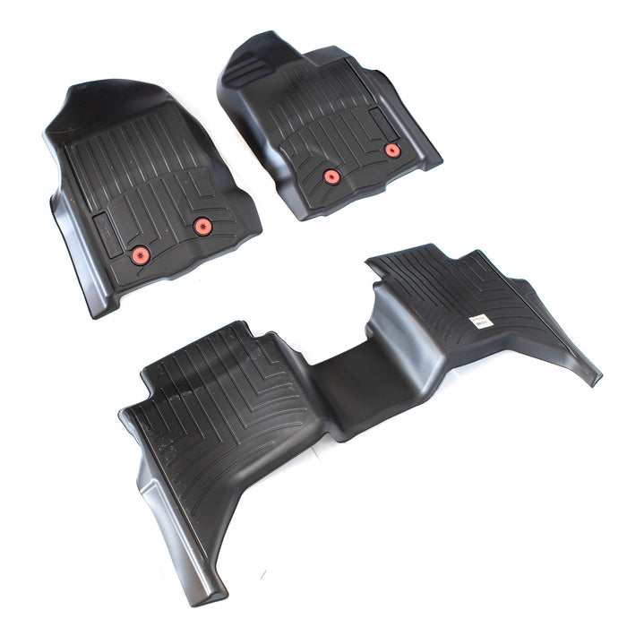 2019-2023 Ranger Crew Cab Roush Front & Rear 3pc Rubber Floor Mat Liners