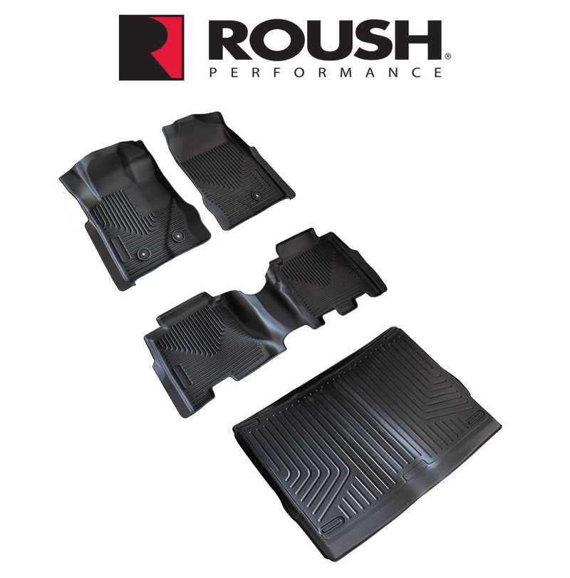 2021-2026 Bronco 4-Door Roush Front, Rear & Cargo 4pc Rubber Floor Mat Liners