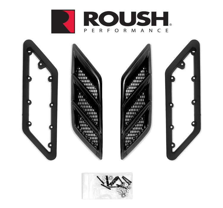 2015-2023 Ford Mustang Roush 422326 Fender Vent Heat Extractors Gloss Black Pair LH RH