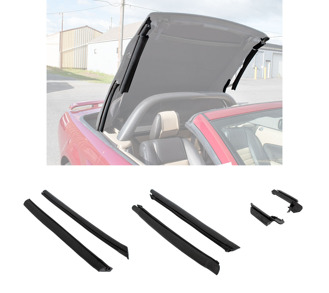2005-2014 Mustang Convertible Top Front Center & Rear Side Rail Rubber Seals Kit