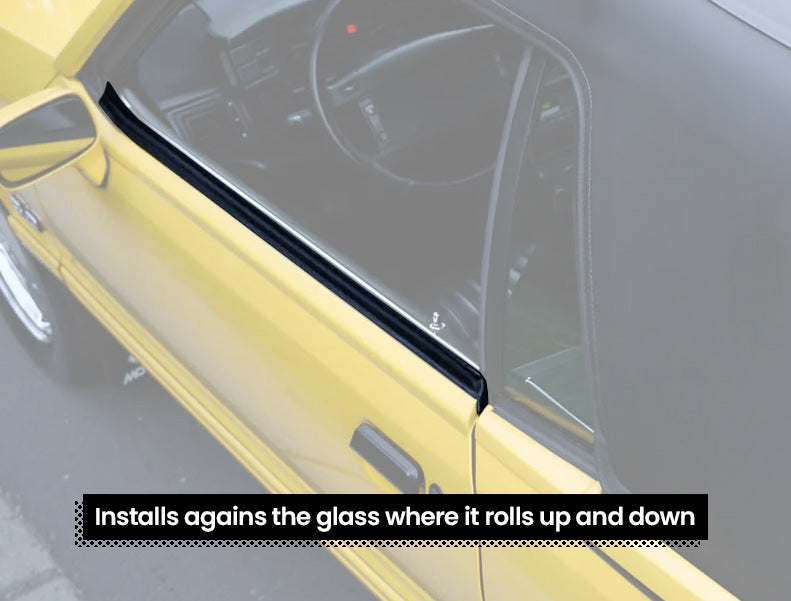 1988-1993 Mustang Convertible Outside Door Beltline Rubber Weatherstrips Seals