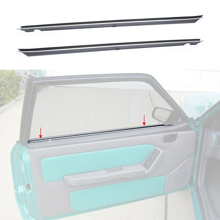 1981-1993 Mustang Inner Door Panel Weatherstrip Rubber Beltline w/ Chrome Bead