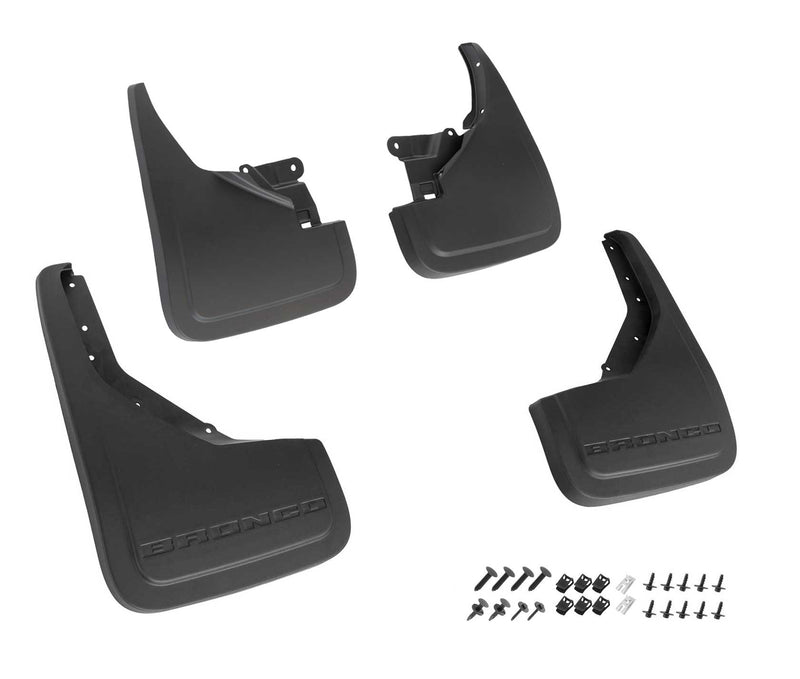 2021-2026 Ford Bronco OEM Black Front & Rear Mud Flaps Splash Guards - Set of 4