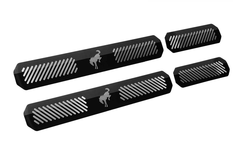 2021-2025 Bronco 4-Door Genuine Ford OEM Sill Step Plates Black Stainless Steel