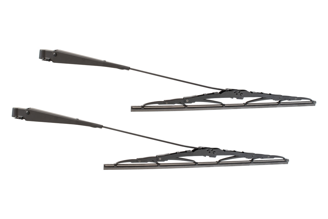 1979-1993 Ford Mustang Stainless Steel Black Windshield Wiper Arms & 16" Blades Pair