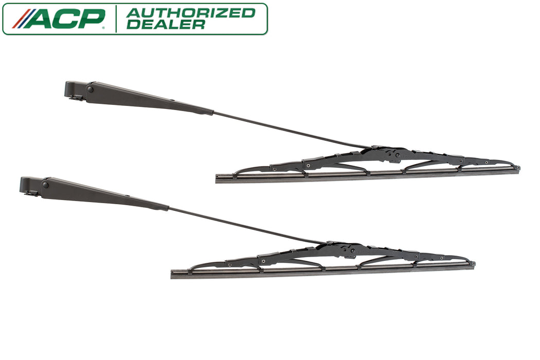 1979-1993 Ford Mustang Stainless Steel Black Windshield Wiper Arms & 16" Blades Pair