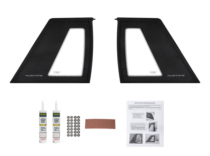 1987-1993 Ford Mustang Coupe Quarter Windows Glass & Moldings LH RH w/ Hardware