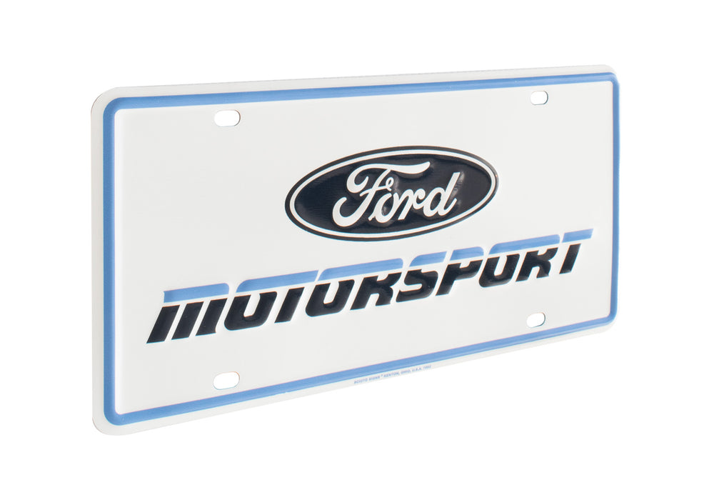 Ford Motorsport Late 1980s Style Logo Blue 2 Color Metal License Plate Insert & Keychain