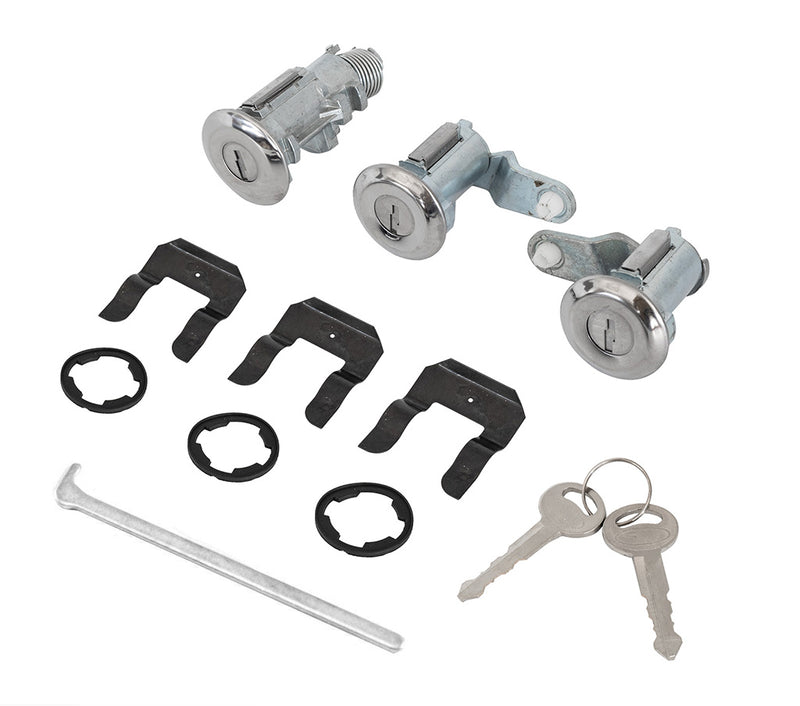 1981-1986 Ford Mustang Stainless Steel Door, Trunk, Hatch, 3pc Lock Set