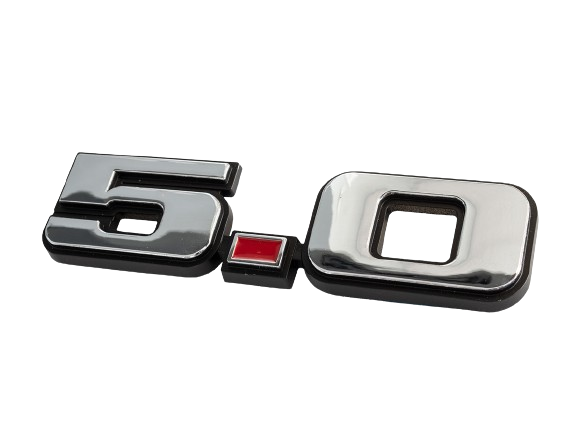 1979-93 Ford Mustang GT & LX 5.0 Liter Chrome Fender Sides Emblem w/ Red Dot
