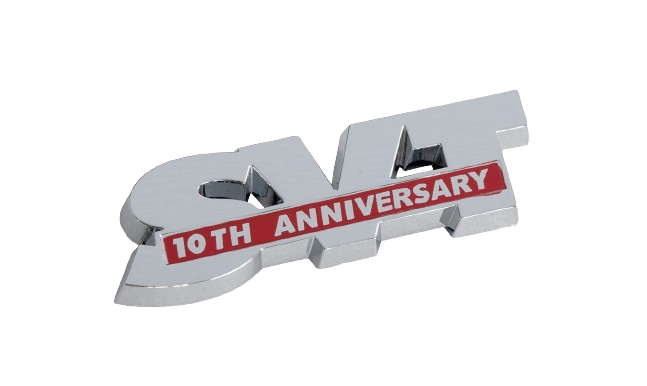 2003 Ford Mustang SVT 10th Anniversary Chrome & Red Trunk Decklid Emblem Badge