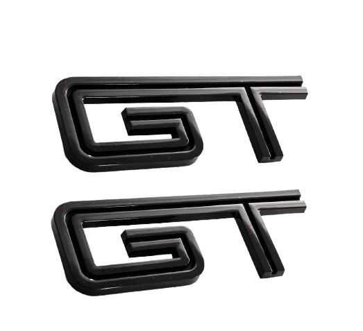 2005-2010 Ford Mustang GT 4.5" Gloss Black Fender Trunk Emblems Badges Pair