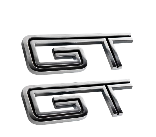 2005-2010 Ford Mustang GT 4.5" Chrome & Black Fender Trunk Emblems Badges Pair