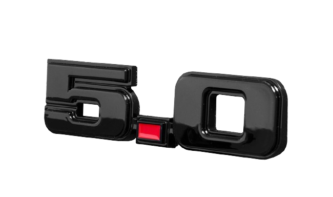 1979-1993 Ford Mustang Black 5.0 5.0L Fender Sides Emblem Logo w/ Red Dot