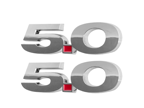 2011-2014 Ford Mustang GT 5.0 Chrome 5.5 x 1.5 Fender Emblems OEM Quality - Pair