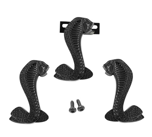 1994-2004 Mustang Cobra 3 piece Grille Matte Gloss Black 2 3/4" Fender Emblems