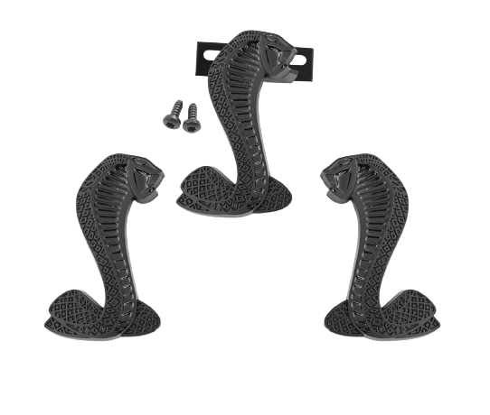 1994-2004 Mustang 3 1/2" Cobra Snake Grille & Fender Side Emblems Two Tone Black