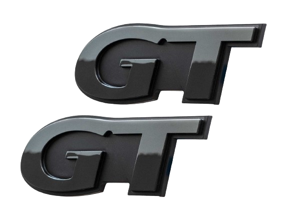 1999-2004 Mustang GT Two Tone Gloss & Matte Black Fender Side Emblems Pair LH RH