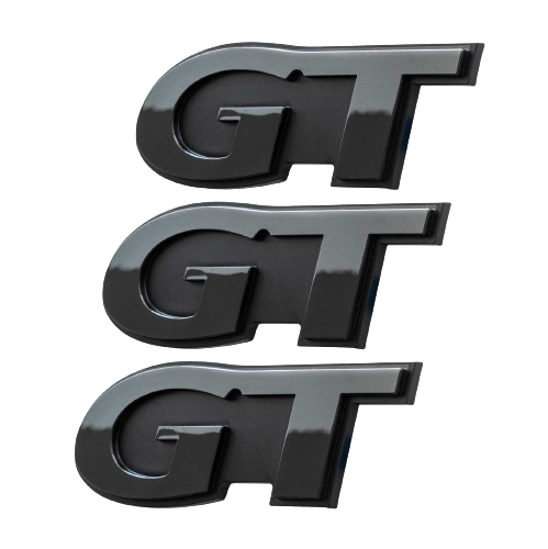1999-2004 Ford Mustang GT Two Tone Black Fender Side Trunk Emblems Set of 3
