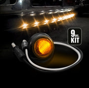 Ford Dodge GMC Universal Truck Front Air Dam 9pc Light Kit with Amber LED Bulbs