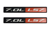 2005-2013 Corvette Z06 Black Red & Silver 7.0L 427 Chevy LS7 Emblems - Pair