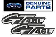 1996-1998 Mustang OEM Genuine Ford "GT 4.6L" Chrome Fender Side Emblems - Pair