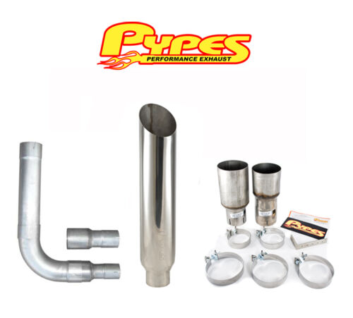 8" Miter Cut Single Stack Stainless Pypes Exhaust Kit for Chevy 2500 3500 Diesel