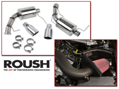 2011-2014 Mustang V6 3.7 Roush Cold Air Intake Kit & Axle Back Muffler Exhaust
