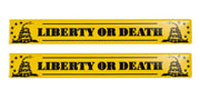 Liberty or Death Gadsden Flag 5 3/4" x 3/4" Yellow Aluminum Metal Emblems Pair