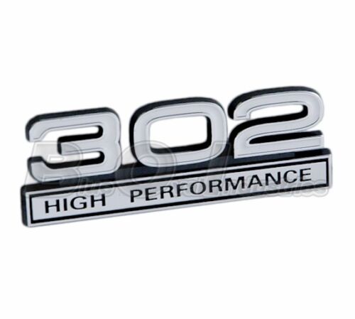 Ford Truck, Mustang White & Chrome 302 High Performance Fender Emblem ...