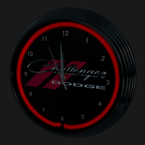 Red Light Up Neon Clock w/ Chrome Trim for Dodge Challenger SRT Hellcat Demon